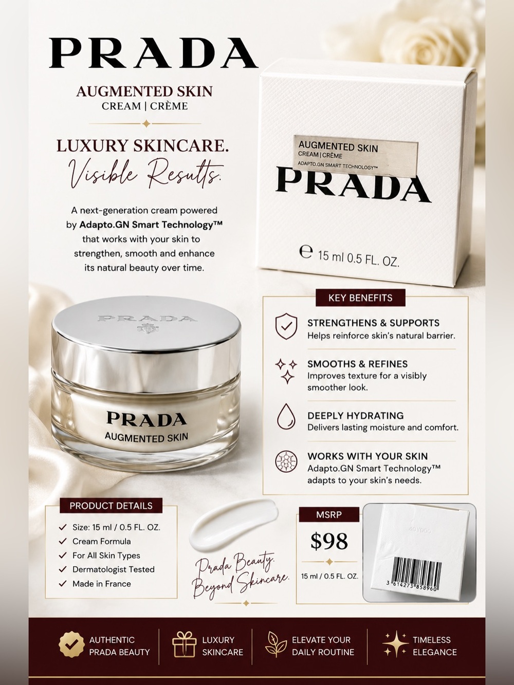 Prada Augmented Skin Cream - White & Silver